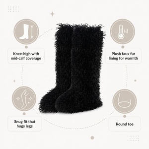 Botas Altas hasta el Muslo para <span class=keywords><strong>Mujer</strong></span>, de Piel Sintética Peluda, Impermeables, Térmicas, Estilo Y2K, con Suela de Goma - Product Image 3