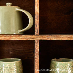 Solid Wood Display Shelf Tea Set Storage Rack Tiered Ornament Organizer For Office <b>Desk</b> Sets - Product Image 4
