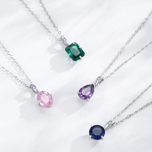 Moda lujo elegancia S925 plata esterlina <span class=keywords><strong>Esmeralda</strong></span> cuadrado geométrico clavícula collar regalos para mujeres - Product Image 5