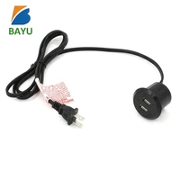 Enchufe de escritorio industrial/hospitalario empotrado de plástico con 2 puertos USB 2.1A y tomas de corriente/cargador USB