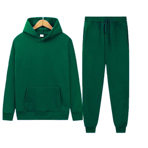 ชุดเซ็ตฮู้ดดี้ผ้าฝ้ายถักสำหรับผู้ชาย พิมพ์โลโก้ OEM ได้ตามต้องการ  ชุดวอร์มสีพื้น  ทรงปกติ  มีกระเป๋า  คุณภาพพรีเมียม สำหรับฤดูหนาว - Product Image 1