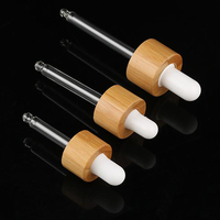 18/410 compte-gouttes en verre haut de pipette cercle de bambou naturel 18MM dessus de compte-gouttes noir à visser en bambou pour bouteilles d'huile essentielle