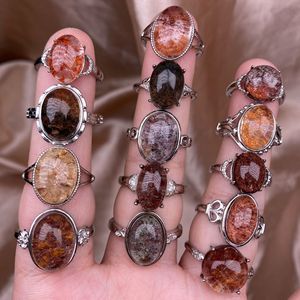 Natural Phantom <strong>Quartz</strong> Adjustable Ring with Alloy Setting - Unique Crystal Jewelry for Women Men Fashion <strong>Party</strong> Daily Wear - Product Image 1