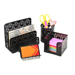 Wildeny nero in rete metallica Set organizzatore <span class=keywords><strong>scrivania</strong></span> per ufficio <span class=keywords><strong>cancelleria</strong></span> con supporto per promemoria e vassoio di carta - Product Image 6