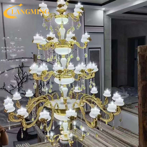 रोमांटिक पीले जेड चेंडेलियर लक्जरी शादी विला होटल बैंवेट हॉल सजावट प्राचीन फूल चंडेलर