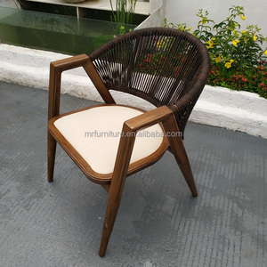 Silla de jardín con marco de aluminio de alta calidad, sillón de estilo francés usado con cuerda para restaurante y comedor - Product Image 3