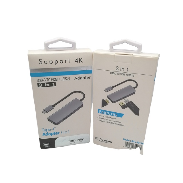 Factory Wholesale Aluminum Alloy Three-in-one High-speed Usb3.0 Hub with HD MI Port Docking Station for Computer