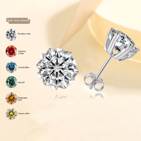 Nouvelle Arrivée Bijoux Fins Boucles d'Oreilles Clous en Argent Sterling 925 Plaqué Rhodium Couleur D Moissanite Blanche Classique à Quatre Griffes