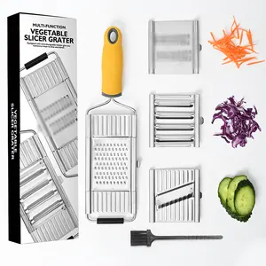Rallador multifunción de acero inoxidable para el hogar con mango, cortador de patatas y rábano, cortador de frutas y verduras, utensilio de cocina