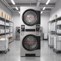 Laundry Machine Washer and Dryer for Business Coin Operated Stacked Electric Stainless Steel 220V
