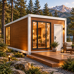 Casa Contenedor Prefabricada Moderna, Casa Pequeña Modular con Estructura de Acero y Madera, con Terraza Exterior - Product Image 1