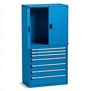 Fami Master Key Comfort C0-Eh=54X27 <b>Drawer</b> Cabinet 7 <b>Drawers</b> 1020x598x2000 Mm Light Grey Ral7035 <b>Tool</b> Storage - Product Image 2