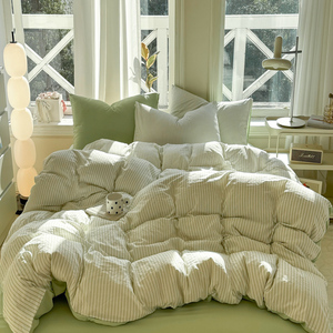 Parure <span class=keywords><strong>de</strong></span> <span class=keywords><strong>lit</strong></span> matelassée en coton lavé, <span class=keywords><strong>taille</strong></span> King Size, motif rayé, par le fabricant d'usine - Product Image 3