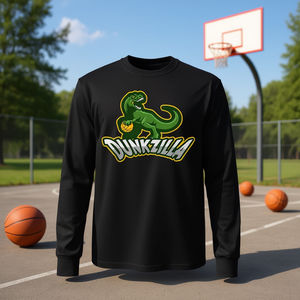 Dunkzilla Basketball Dinosaur T Rex T-shirt à manches longues - Product Image 3