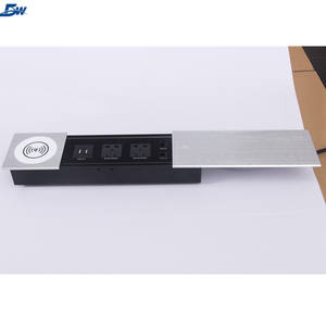 <span class=keywords><strong>Prise</strong></span> d'alimentation modulaire pour Table en aluminium avec couvercle rabattable, chargeur USB sans fil - Product Image 4