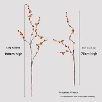 Bunga Plastik Floravital, Tangkai Persimmon Tunggal, Gaya Zen Cina, Dekorasi Ruang Tamu untuk Pernikahan