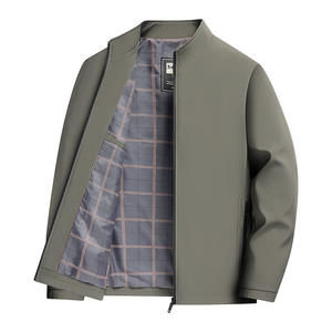 शरद ऋतु वसंत पुरुषों की आकस्मिक जैकेट 100% पॉलिएस्टर लाइन लाइन स्टैंड कॉलर बॉम्बर सादे बॉम्बर सादे बॉम्बर सादे - Product Image 1