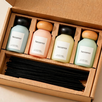 Bouteilles de diffuseur en verre de luxe vides 120 ml, capacité personnalisable, bouchon en bois coloré, sérigraphie, ensemble complet