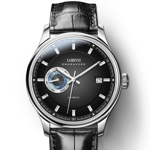 Reloj Mecánico Automático Azul para Hombre, Caja de Acero Inoxidable, Correa de Cuero, Cristal de Zafiro, Resistente al Agua 5BAR, Shanghái - Product Image 5