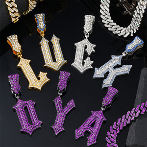 New Design Custom Hip Hop Jewelry Solid <strong>Back</strong> White Gold Plated Letter Pendant <strong>Necklace</strong> Men - Product Image 6