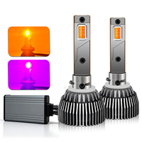 Faro LED Súper Brillante de 120W con Tubo de Cobre Doble, Color Ámbar/Rosa Púrpura para HIR2 9012 H10 9145 880 881 H27 PSX24W 5202 PSX26W P13W