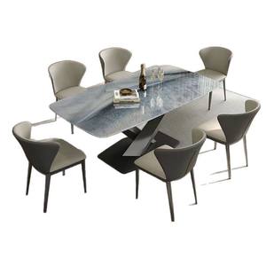 Ensemble table et chaises en dalles de pierre, 6 pièces, structure robuste pour salle à manger - Product Image 1