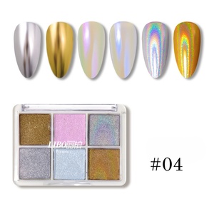 Wholesales 6 Color Gold And Silver Solid <b>Magic</b> Mirror Chrome Powder Nail Salon Diy Powder Eye Shadow Palette - Product Image 4