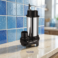 Pompe à eaux usées monophasée 220V type V 2,2 kW en acier inoxydable submersible avec interrupteur à flotteur pour le transfert de boues