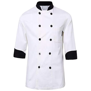 Klassiek Restaurant Keuken <span class=keywords><strong>Uniform</strong></span> Unisex Jas Met Korte Mouwen En Dubbele Rij Knopen - Product Image 1