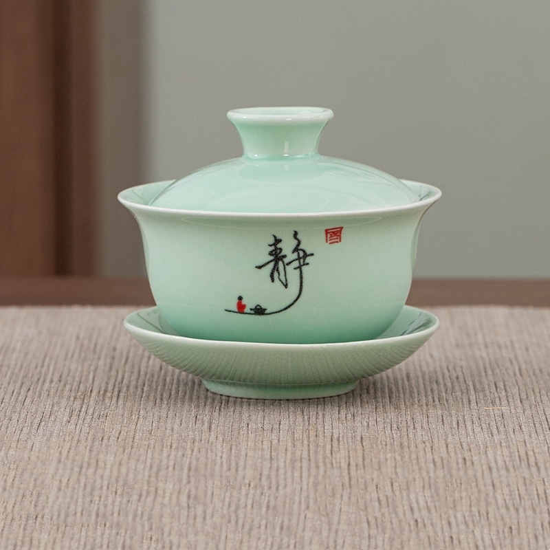Sukeng ciotola coperta in celadon verde prugna - Tranquillità