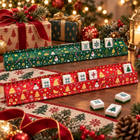 Supports de Mahjong de Noël pour tuiles de Mahjong de Noël, supports de tuiles rouges et verts pour Mahjong américain, soirées de jeu de fin d'année, vente en gros