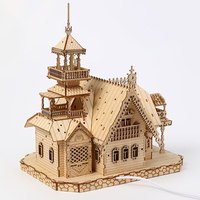 Puzzle 3D en bois à assembler soi-même, thème Cottage Européen, pour décoration, jouet de construction