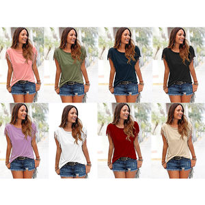 TONGYANG-chemisier décontracté pour femmes, haut d'été, col rond, <span class=keywords><strong>ample</strong></span>, couleur unie, collection 2022 - Product Image 5