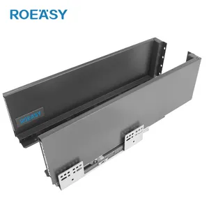ROEASY Cabinet Kitchen Concealed Drawer Slide Channels Double Wall Soft Closing Metal Slim Box Drawer