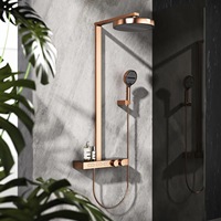 Système de douche mural de luxe brossé avec jets pluie et thermostat en laiton, robinetterie de bain et douche 3 voies pour la maison