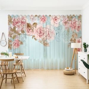 <span class=keywords><strong>Tende</strong></span> in Tulle Jacquard Stile Nordico Americano per Camera da Letto e Soggiorno, Design Geometrico Rosa Pastorale ad Alta Ombreggiatura - Product Image 2