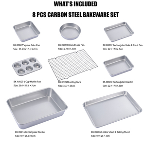 Juego de Utensilios para Hornear Apilables de 8 Piezas, Antiadherentes, de Acero al Carbono, Resistentes, Ecológicos, Fáciles de Desmoldar, Aptos para Lavavajillas - Product Image 3
