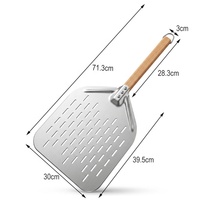 YINHAO Nouvelle Conception Pelle à Pizza Rectangulaire en Aluminium de 12 Pouces Perforée avec Manche en Bois pour la Cuisson à Domicile