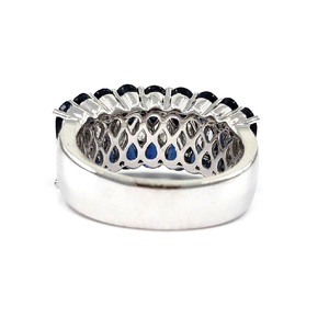 Nouvelle Collection – Bague de Mariage et de Fête Large en Or Blanc 18 carats avec Diamant Taille Brillant Véritable VS SI et Saphir Bleu, Design Personnalisé - Product Image 3