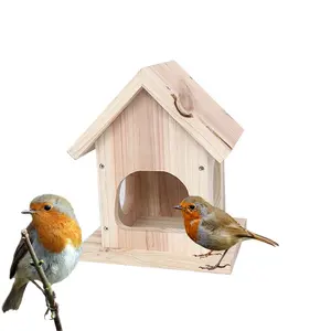 مصنع BSCI منزل طيور خشبي مخصص صديق للبيئة صندوق عش قفص الطيور Oiseau Birdhouse تغذية الطيور