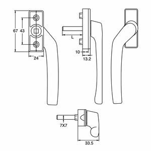 Poignée espagnolette blanche thermolaquée en alliage zinc-aluminium avec verrouillage multipoints et axe carré pour fenêtre à <span class=keywords><strong>battant</strong></span> et à basculer - Product Image 3