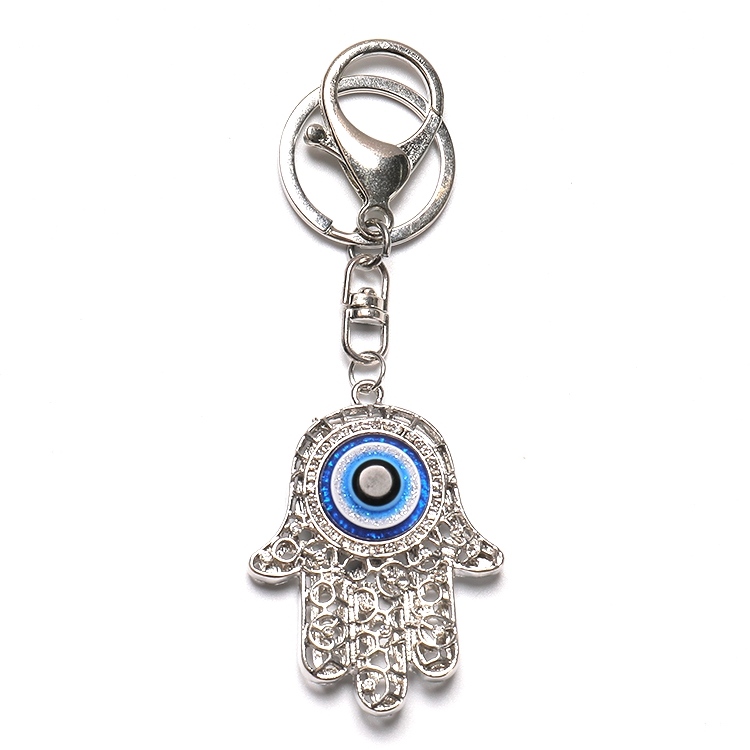 Кольцо с застежкой из сплава, полый подвесной брелок Hamsa с кристаллом, бриллиантом и смолой, брелок с изображением сглаза