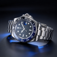 Herren Mechanische Uhr Kundenspezifische OEM ODM GMT 3ATM Wasserdicht Japanisches Uhrwerk Edelstahl Armbanduhr Großhandel Fabrik