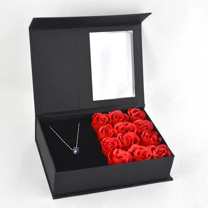 Luxury Gift Box Custom Packaging Flip Soap Flower Jewelry Immortal Rose Gift Box Mother Valentine's Day Flower Gift Box