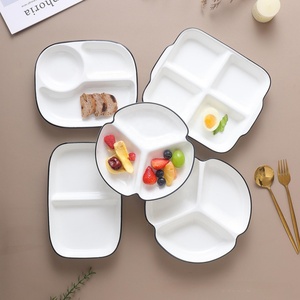 Juego de Platos de Porcelana con Divisiones, Fomenta la Alimentación Saludable con Diseño de Control de Porciones, Duraderos, Aptos para Microondas y Lavavajillas - Product Image 4