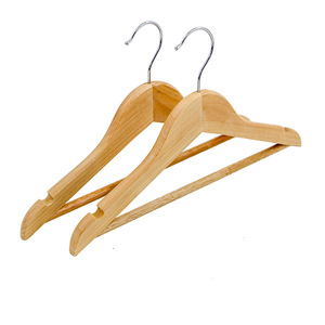 10 Pack appendiabiti in legno naturale barra antiscivolo in metallo per camicie giacche <span class=keywords><strong>abiti</strong></span> pantaloni-Vintage soggiorno in legno appendiabiti - Product Image 4