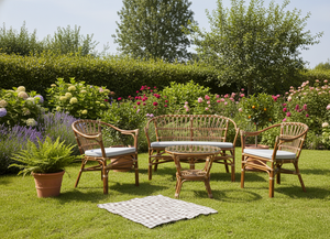 Juego de Mesa y Sillas de Ratán Hechas a Mano FLADEO, Muebles Modulares Cómodos para Sala de Estar, Diseño Clásico para Apartamentos, Hoteles y Villas - Product Image 5