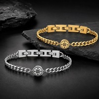 Bracelet en acier inoxydable pour homme, chaîne cubaine, breloque boussole, bracelet minimaliste, bijoux personnalisés gravés