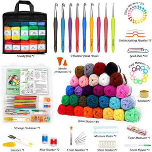 อุปกรณ์งานฝีมือ DIY ชุดอุปกรณ์ถักโครเชต์ 73 ชิ้น/103 ชิ้น/113 ชิ้น ชุดเข็มโครเชต์พร้อมกระเป๋าเก็บ ชุดเข็มถักนิตติ้ง - Product Image 4
