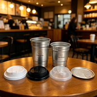 Gobelet en aluminium recyclable avec logo personnalisé, finition mate, 12 oz, 16 oz, couvercle en plastique avec joint en aluminium, pour boissons froides et chaudes, café, thé, soda, bière